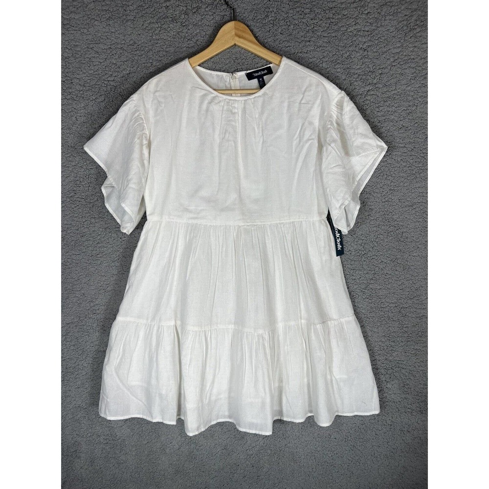 Modcloth White Flutter Of Brilliance Tiered Shift Mini Dress Medium Boho NWT